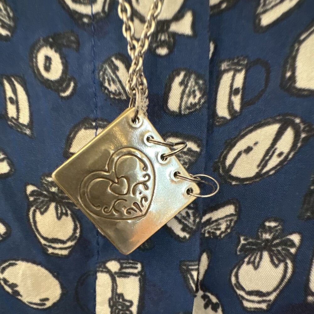 BRIGHTON Silver Tone StoryBook Charm Pendant Necklace Cable Chain Heart Love - Picture 5 of 6